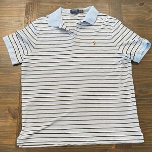 Polo by Ralph Lauren Light Blue & Navy Striped Cotton Polo